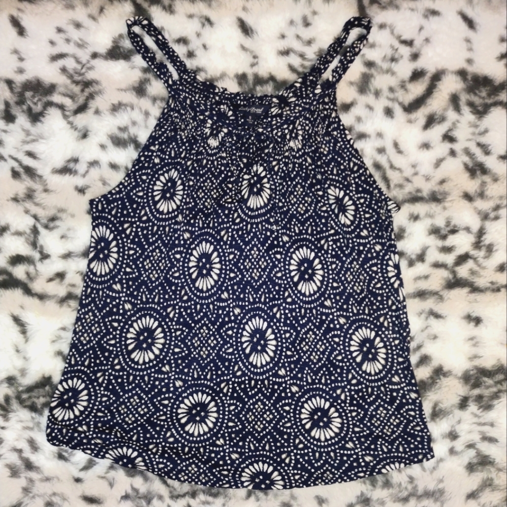 LUCKY BRAND Navy & White Sleeveless Top size small NWT